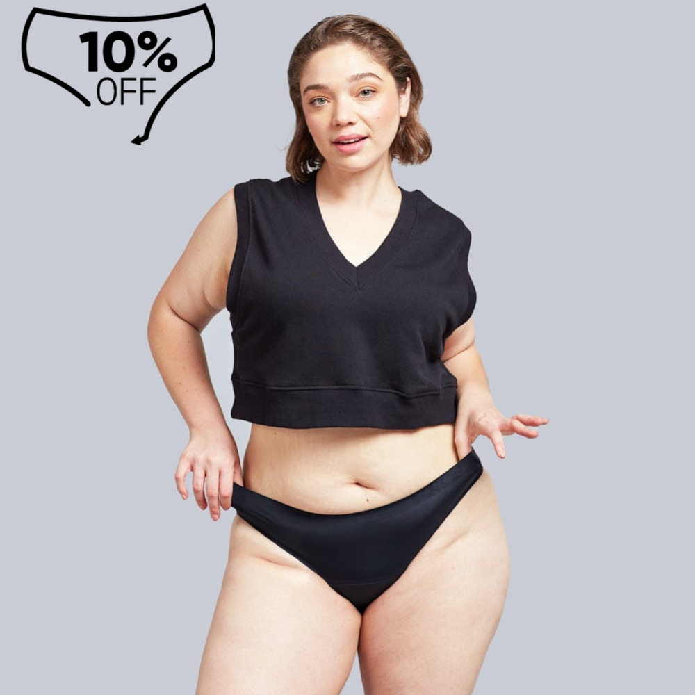 Bikini Sin Costuras Flujo Moderado Negro