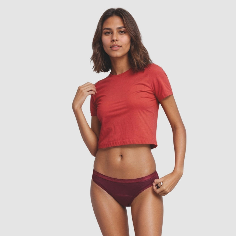 Calzón Menstrual Bikini flujo intenso, Negro, XS, S, M, L, XL, XXL