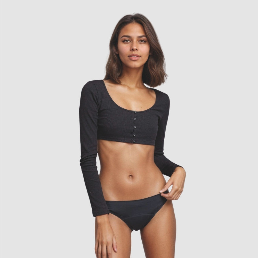 Bikini Sin Costuras Flujo Moderado Negro