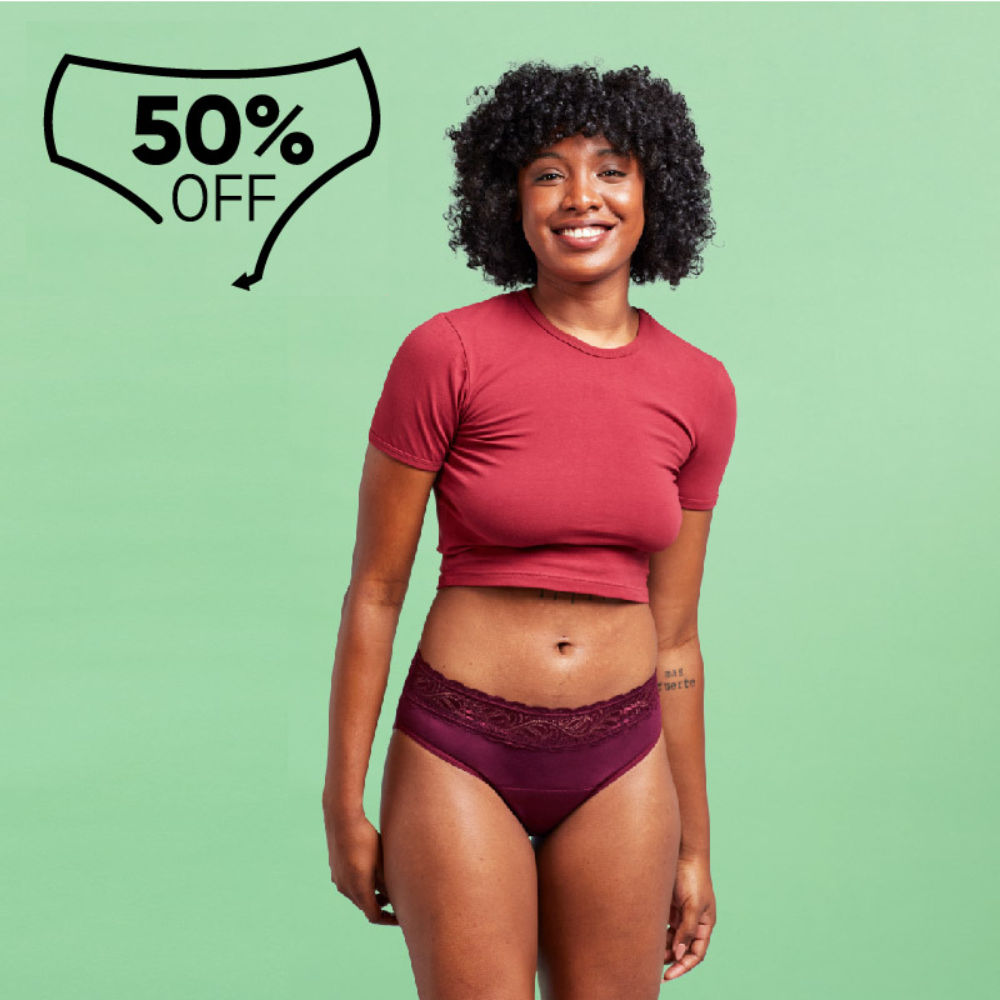 High Waist Flujo Moderado Burdeo