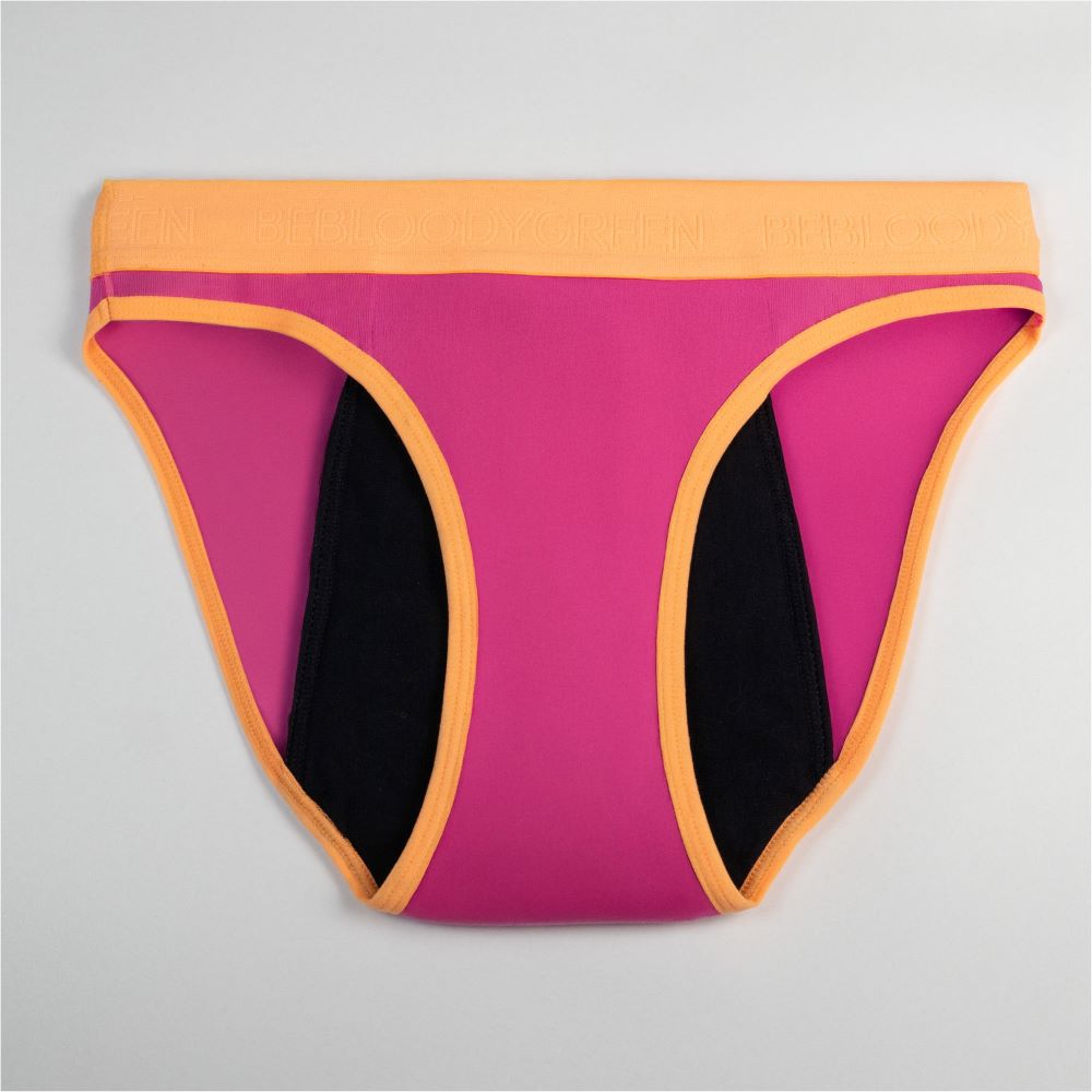 calzón menstrual Niña bikini flujo abundante, Fucsia, 10-11, 12-13, 14-15