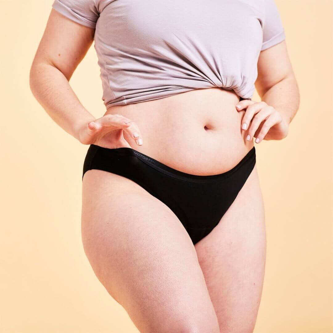 Calzón Menstrual Bikini flujo intenso, Negro, XS, S, M, L, XL, XXL