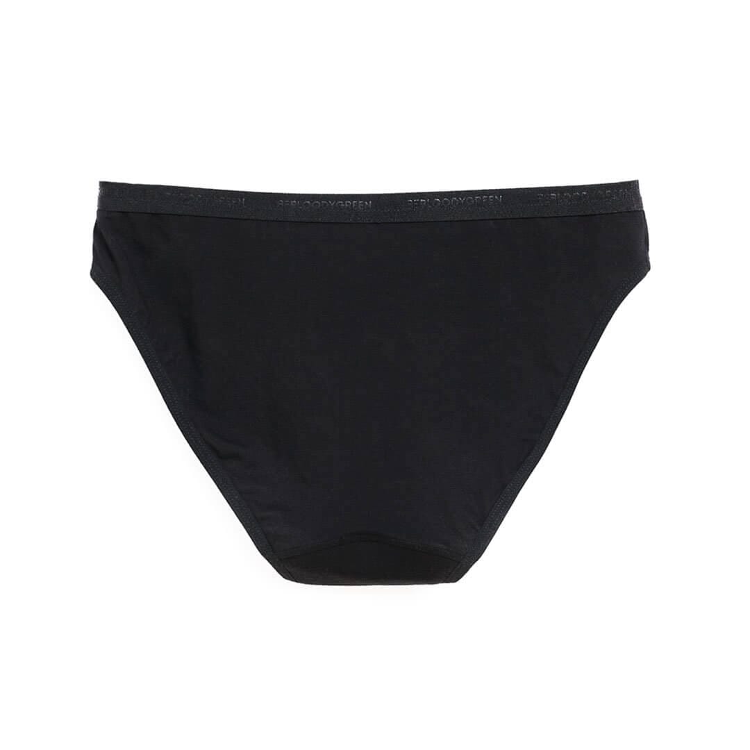 calzón menstrual bikini flujo moderado, Negro, XS, S, M, L, XL, XXL