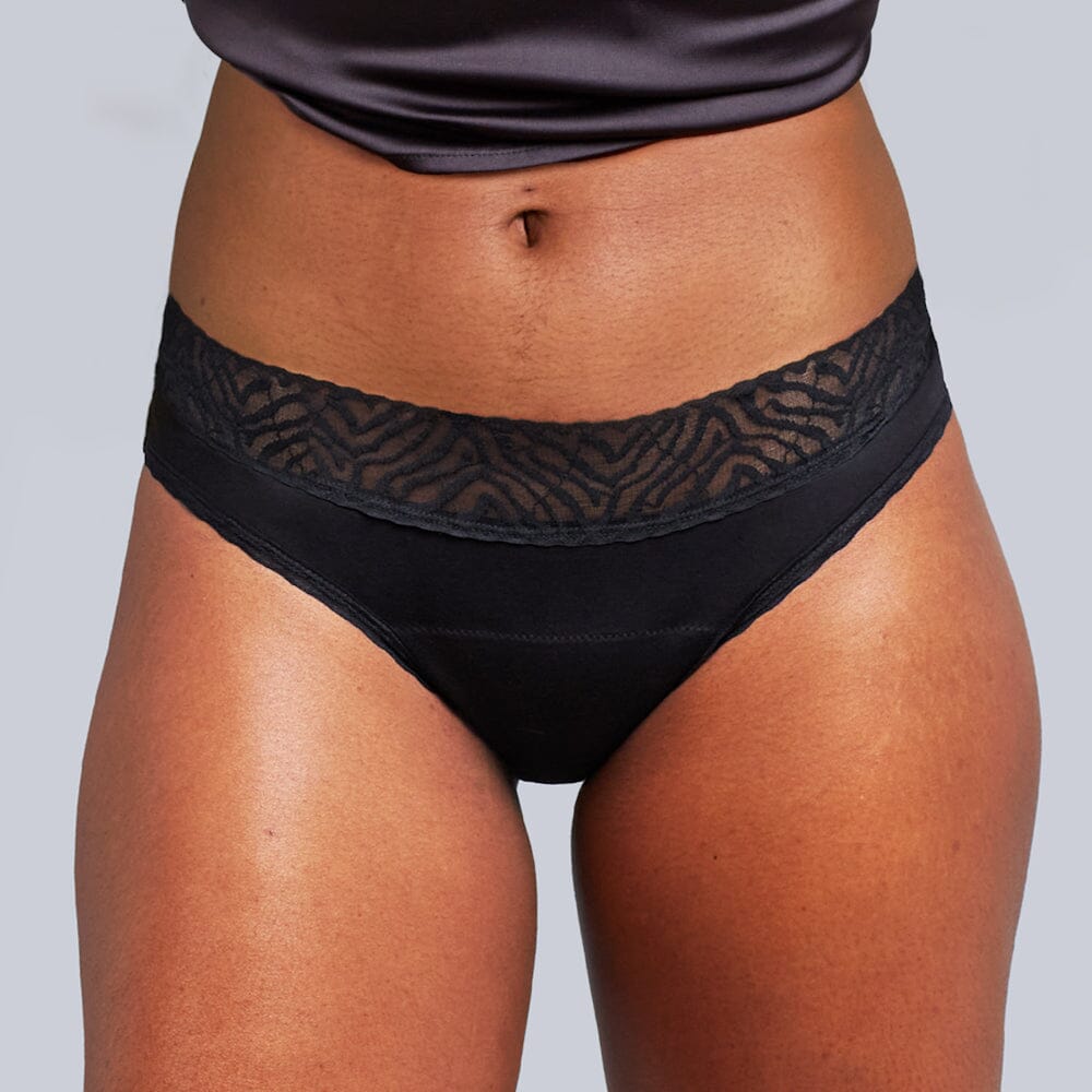 Calzón Menstrual Bikini lujo flujo intenso, Negro, S, M, L, XL, XXL,