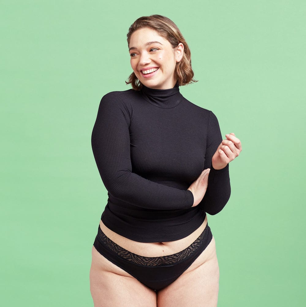 Calzón Menstrual Bikini lujo flujo intenso, Negro, S, M, L, XL, XXL