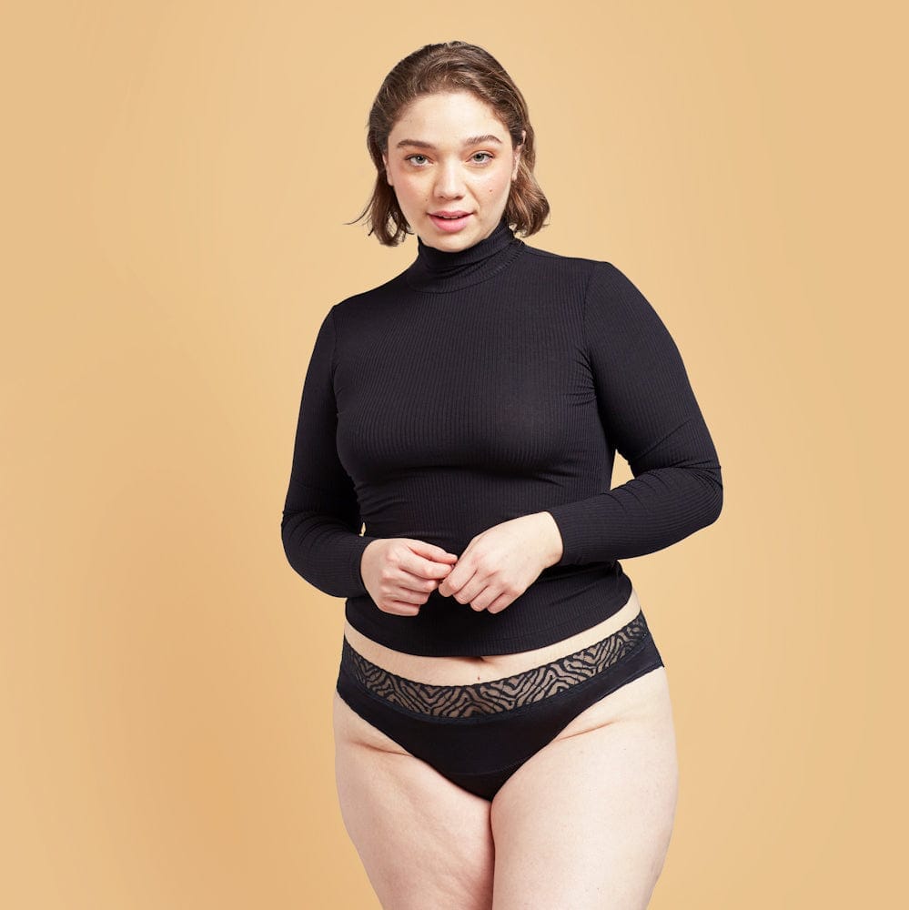 Calzón Menstrual Bikini lujo flujo intenso, Negro, S, M, L, XL, XXL