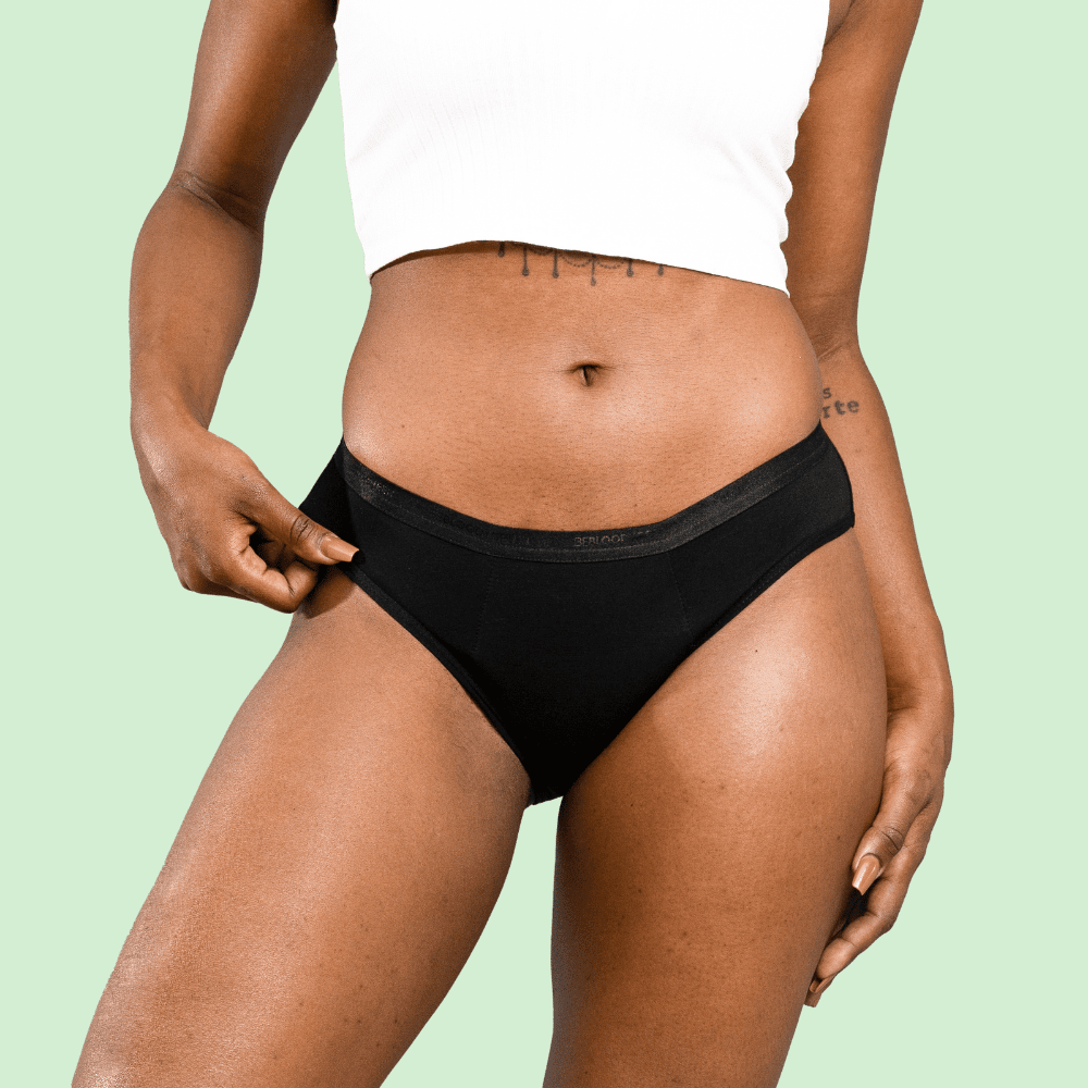 Calzón Menstrual Bikini ultra flujo abundante, Negro, XS, S, M, L, XL