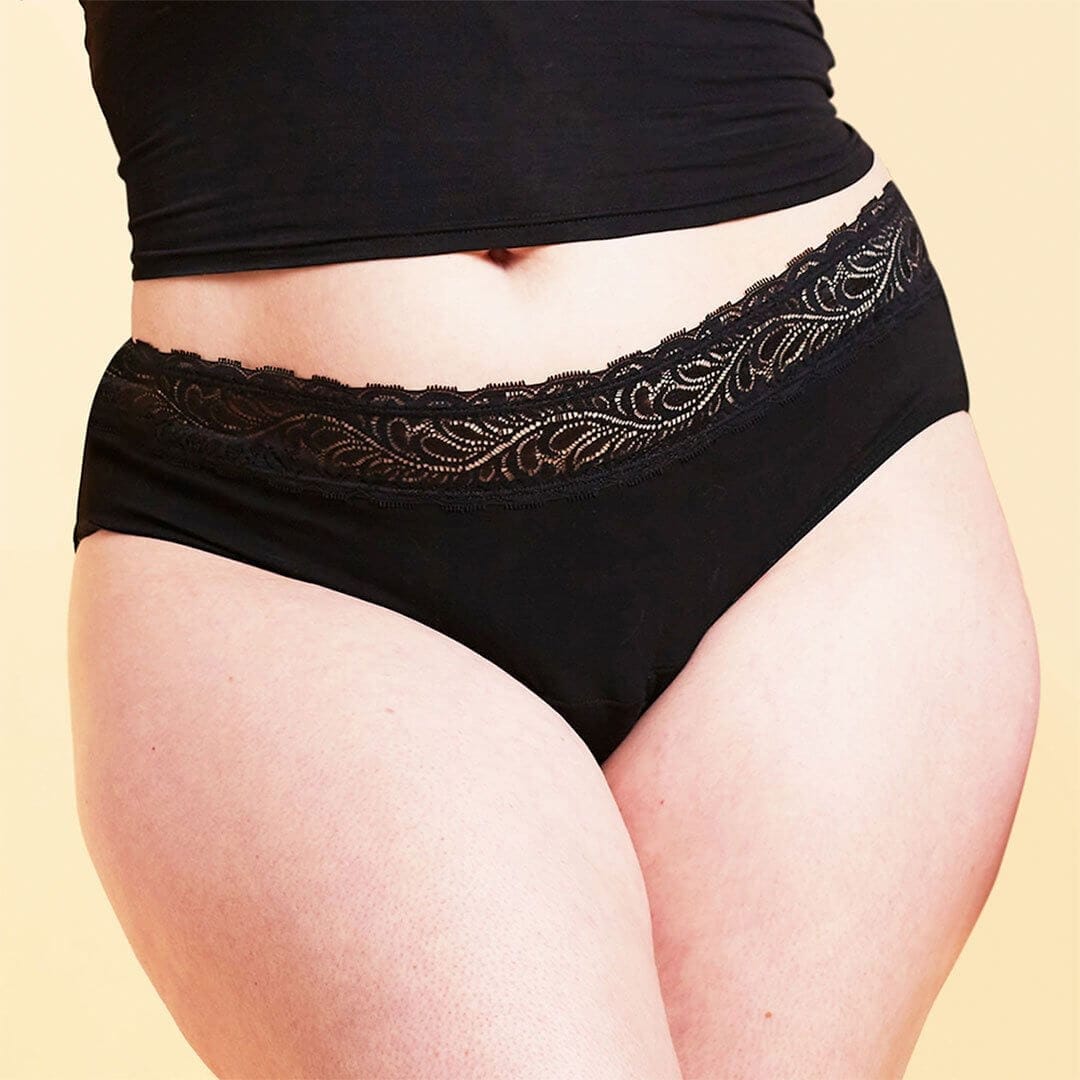 Calzón Menstrual High Waist Flujo Intenso, Negro, S, M, L, XL, XXL