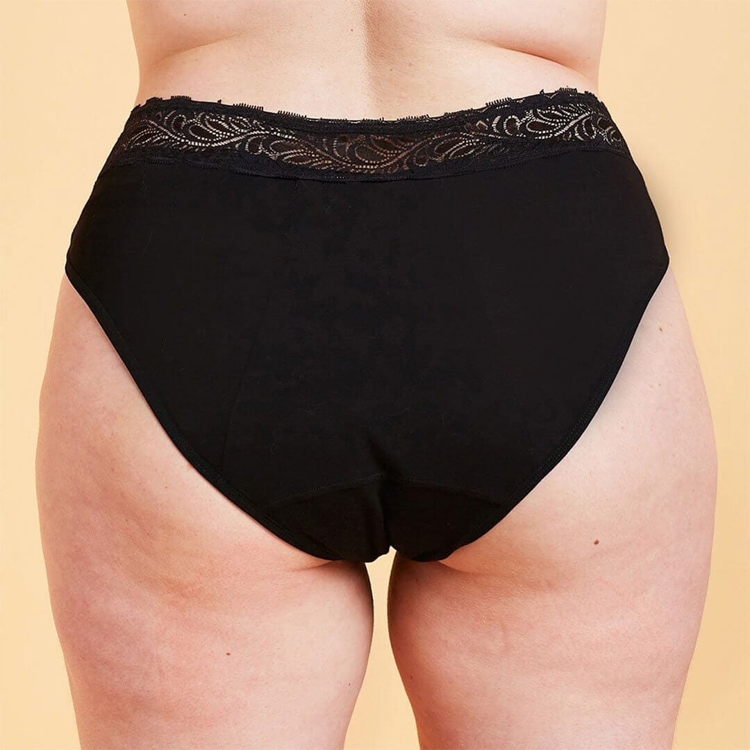 Calzón Menstrual High Waist Flujo Intenso, Negro, S, M, L, XL, XXL