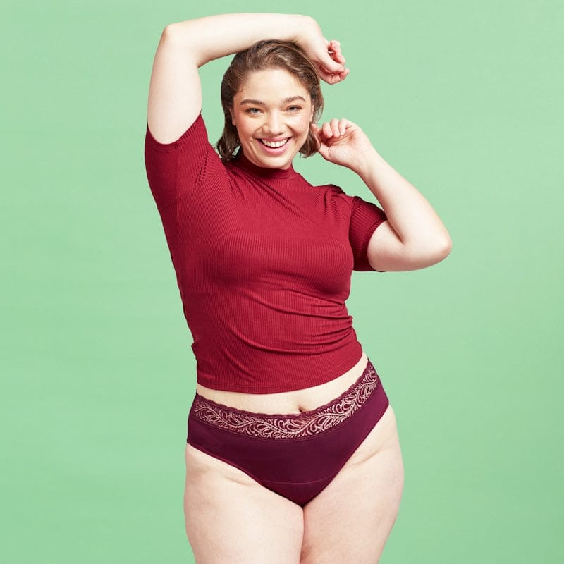 Calzón Menstrual High Waist Flujo Intenso, Burdeo, S, M, L, XL, XXL
