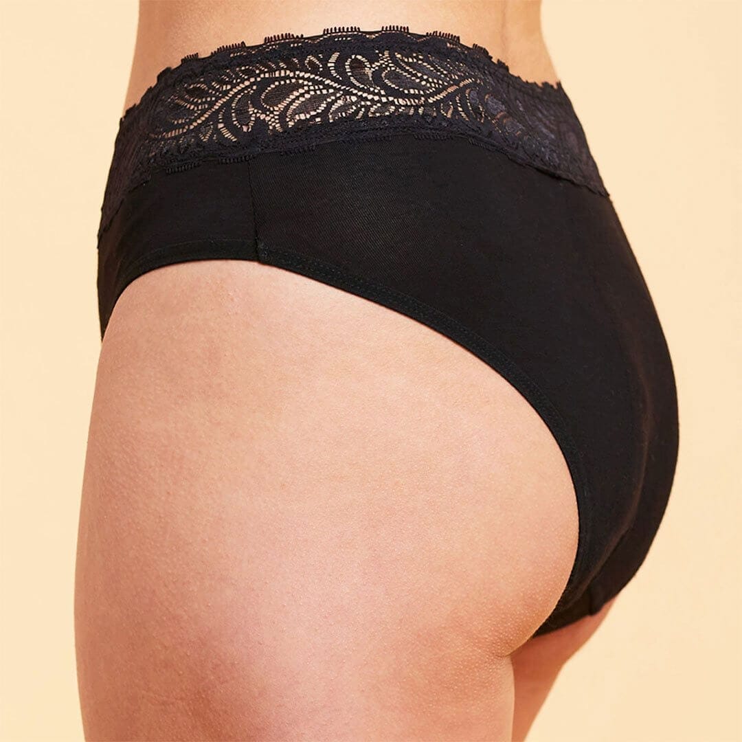 Calzón Menstrual High Waist Flujo Intenso, Negro, S, M, L, XL, XXL