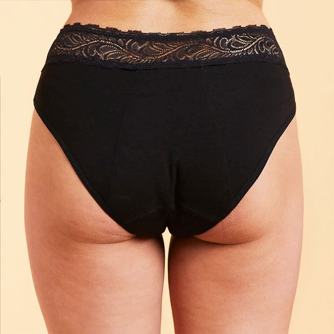 Calzón Menstrual High Waist Flujo Intenso, Negro, S, M, L, XL, XXL