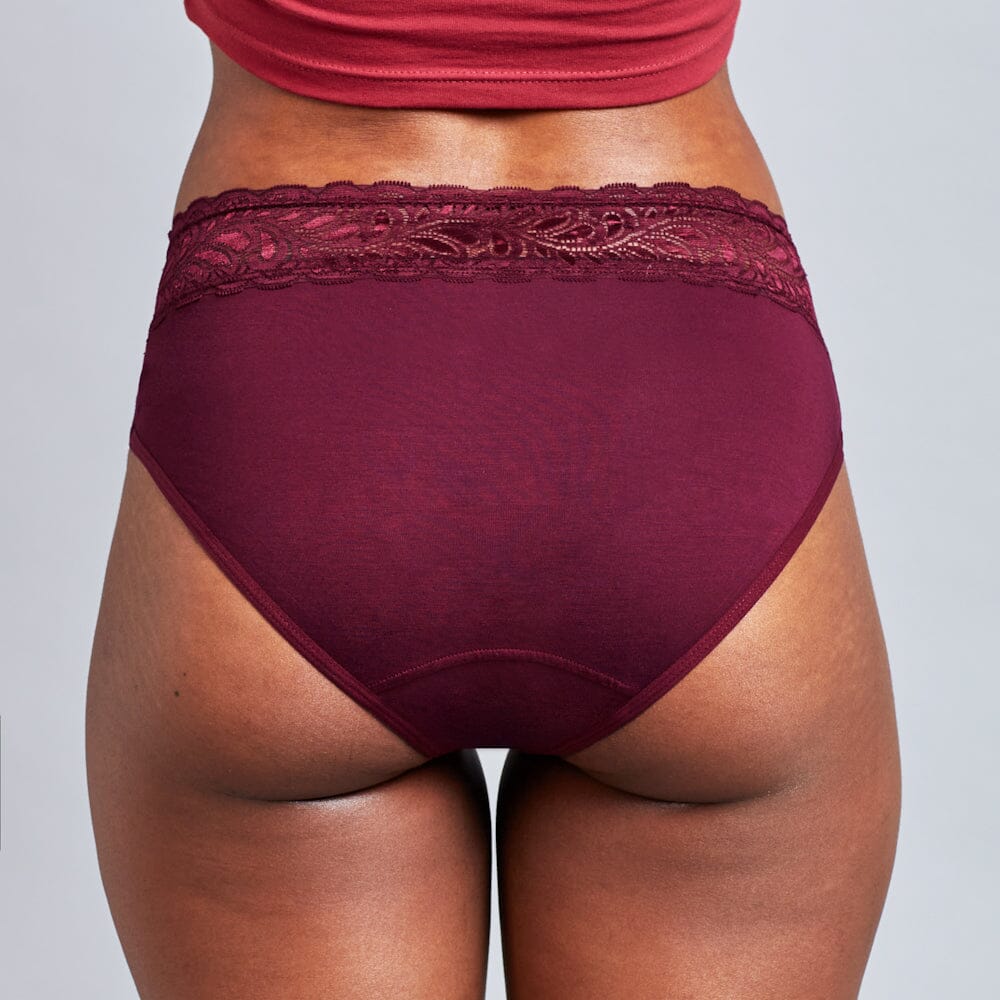 calzón menstrual high waist flujo moderado, burdeo, S, M, L, XL, XXL