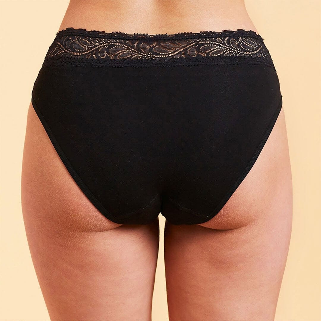 calzón menstrual high waist flujo moderado, Negro, S, M, L, XL, XXL