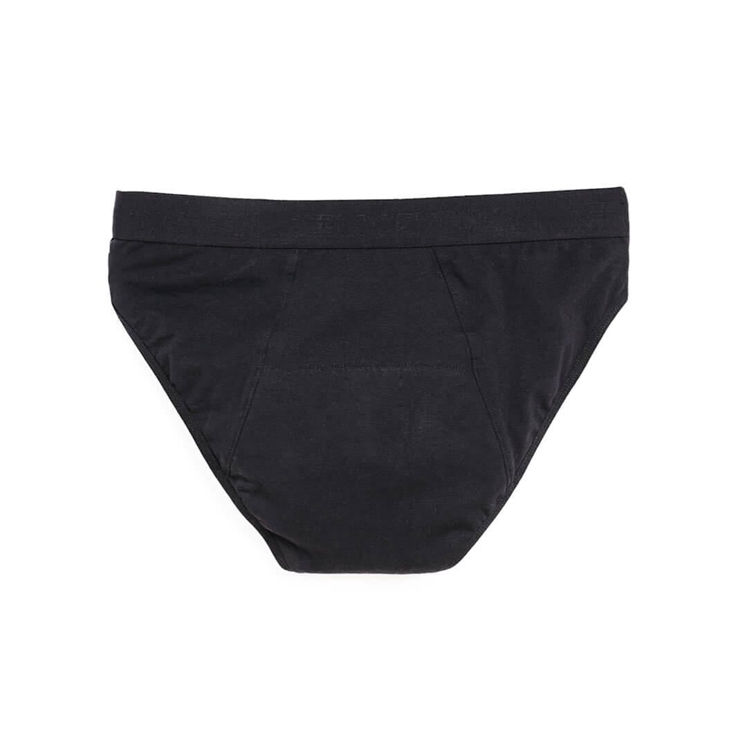 calzón menstrual Niña bikini flujo intenso, Negro, 10-11, 12-13, 14-15